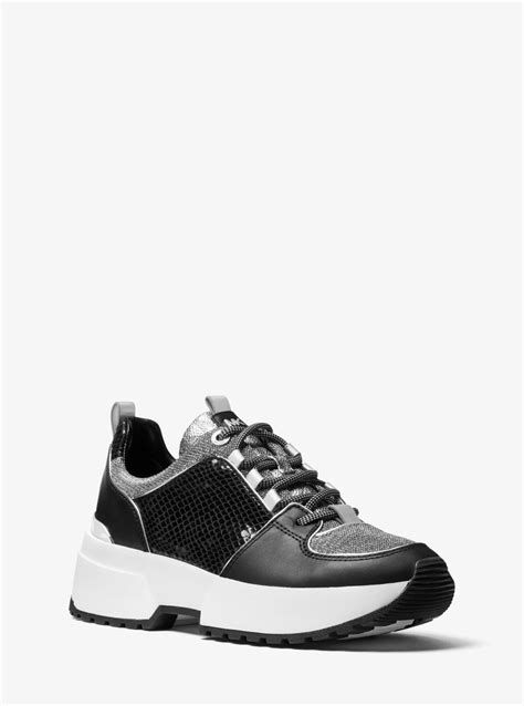 michael kors cosmo metallic logo mixed media trainer|Cosmo Mixed.